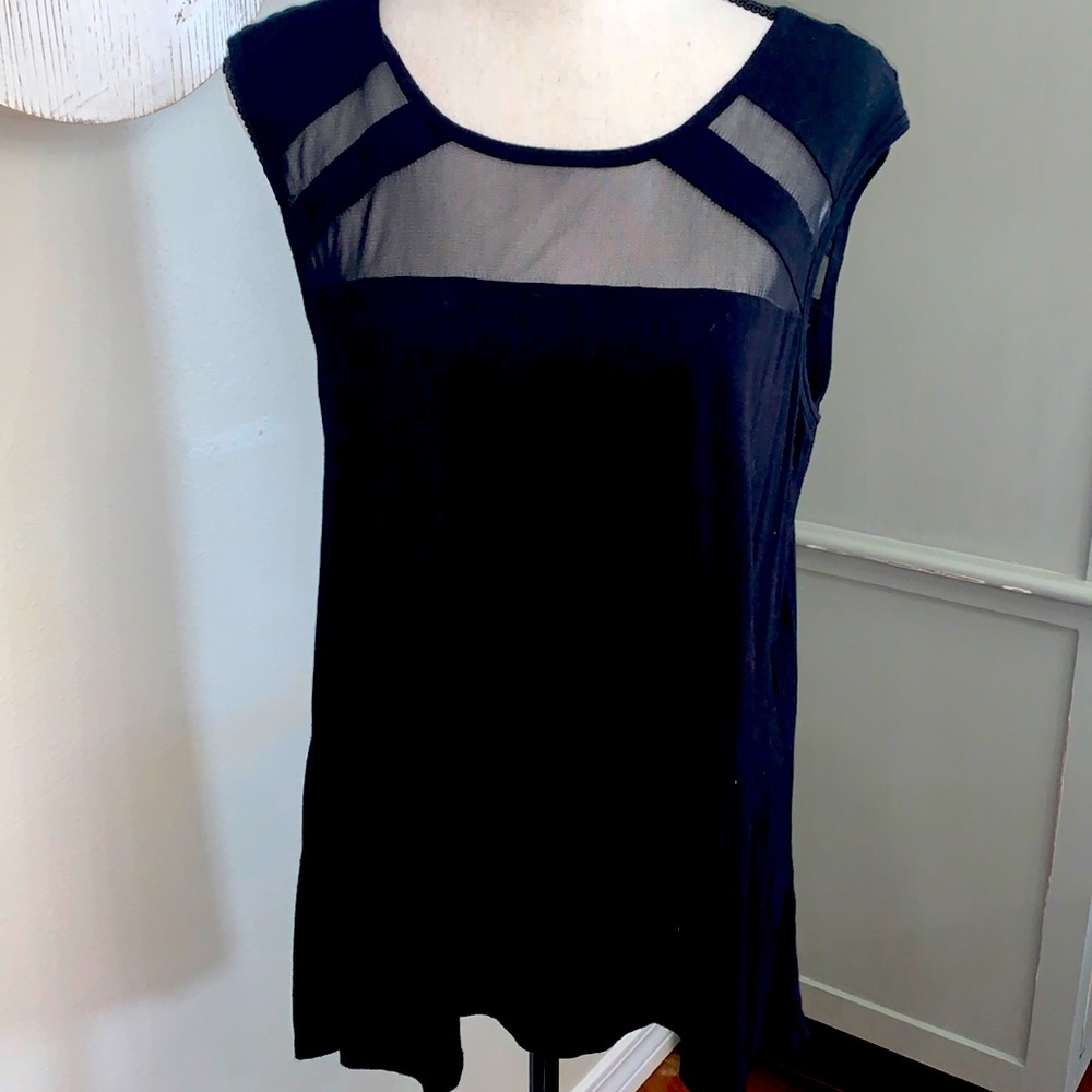 ForCynthia. Black tank with sheer detailing